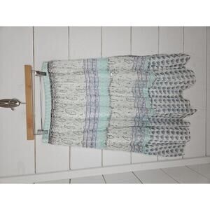 Madison Grey medium blue white & aqua tiered bohemain midi skirt